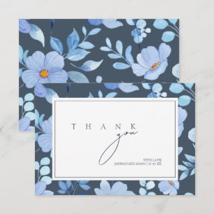 Einfache königblaue Opulenz-Wildblumen-Hochzeit Dankeskarte
