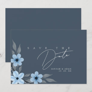 Einfache königliche blaue Opulenz Florale Hochzeit Save The Date