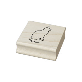 Einfache Kontur einer Sitting Cat Rubber Art Brief Gummistempel