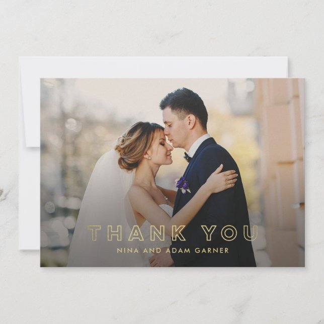 Einfache Kontur Hochzeit Vielen Dank Card Imitats  Dankeskarte (Vorderseite)