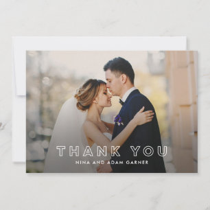 Einfache Kontur Hochzeit Vielen Dank Fotokarte Wei Dankeskarte