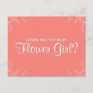 Einfache Koralle "Werden Sie meine Blume Mädchen s Einladung