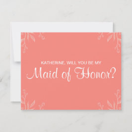 Einfache Korallen-Karte "Werden Sie meine Trauzeug Einladung