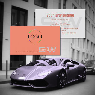 Einfache Korallenleuchte Grau mit Monogramm und Lo Visitenkarte