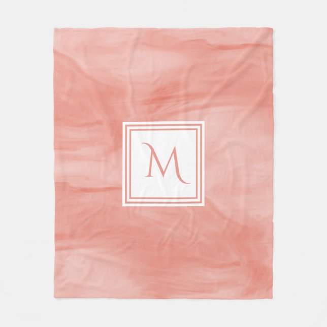 Einfache Korallenrosa Subtile Marmor Modernes Mono Fleecedecke (Vorderseite)