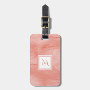 Einfache Korallenrosa Subtile Marmor Modernes Mono Gepäckanhänger