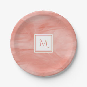 Einfache Korallenrosa Subtile Marmor Modernes Mono Pappteller
