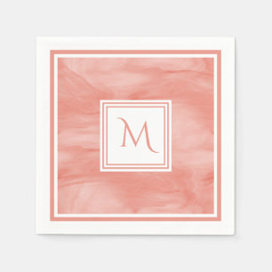 Einfache Korallenrosa Subtile Marmor Modernes Mono Serviette