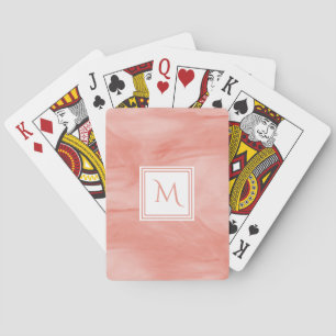 Einfache Korallenrosa Subtile Marmor Modernes Mono Spielkarten