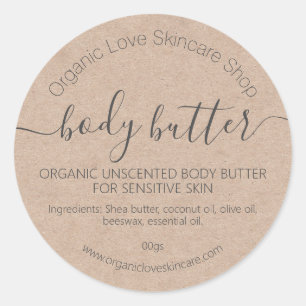 Einfache Kraft-Handgefertigte Body Butter-Scrub-Lö Runder Aufkleber
