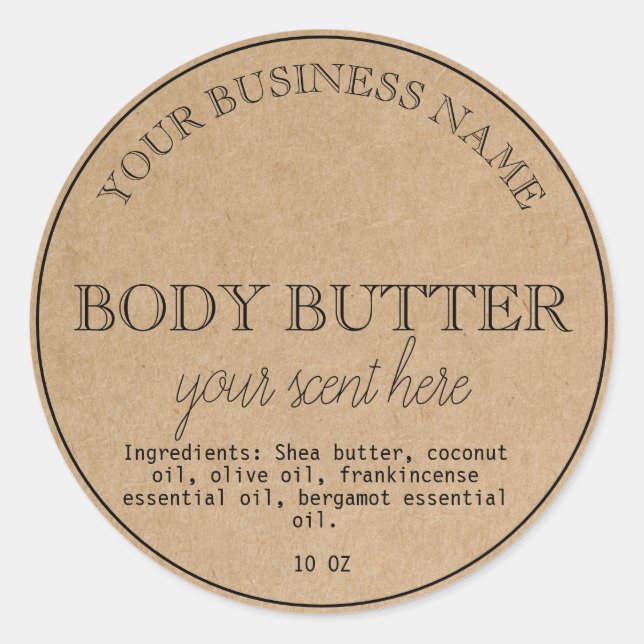 Einfache Kraft Handmade Body Butter Scrub Loop Cla Runder Aufkleber (Vorderseite)