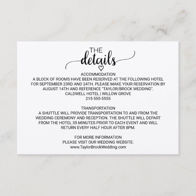 Einfache Kraft-Kalligrafie-Details-Karte Begleitkarte (Vorderseite)