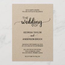 Einfache Kraft-Kalligrafie-Hochzeit