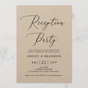Einfache Kraft-Kalligrafie Rustikales Empfang Part Einladung
