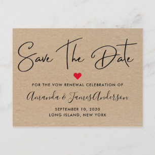 Einfache Kraft Vow Erneuerung Save the Date Postkarte