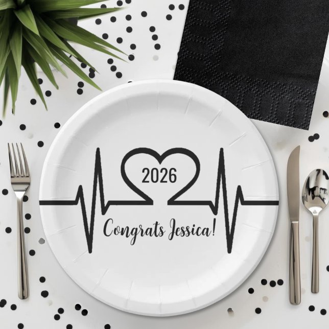 Einfache Krankenpflege medizinischer Abschluss Pappteller (Simple Nurse Medical Graduation Paper Plates)