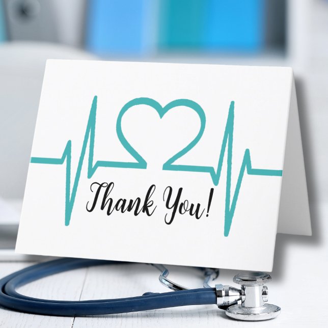 Einfache Krankenpflegerärztin Dankeskarte (Simple Heart Beat Nurse Doctor Healthcare Medical Thank You Card)