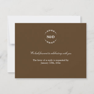 Einfache Kranz erste braune Hochzeit rsvp Reaktion Einladung