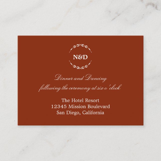 Einfache kranzrote Hochzeitsfeier Begleitkarte (Vorderseite)