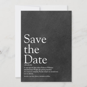 Einfache Kreidetafel Save-the-Date-Definition Einladung