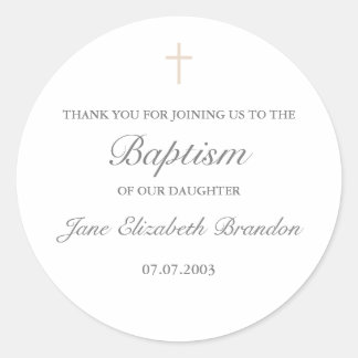 Einfache Kreuzaufkleber in Kaffee-Creme Runder Aufkleber