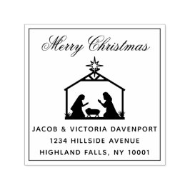 Einfache Krippe Religiöse Weihnachtszeit-Rücksende Permastempel