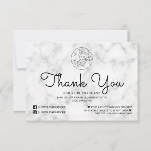 Einfache Kundin aus weißem Marmor Vielen Dank Dankeskarte