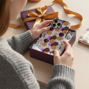 Einfache künstlerische lila und goldene geometrisc iPhone 16 pro max hülle