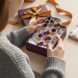 Einfache künstlerische lila und goldene geometrisc iPhone 16 pro max hülle