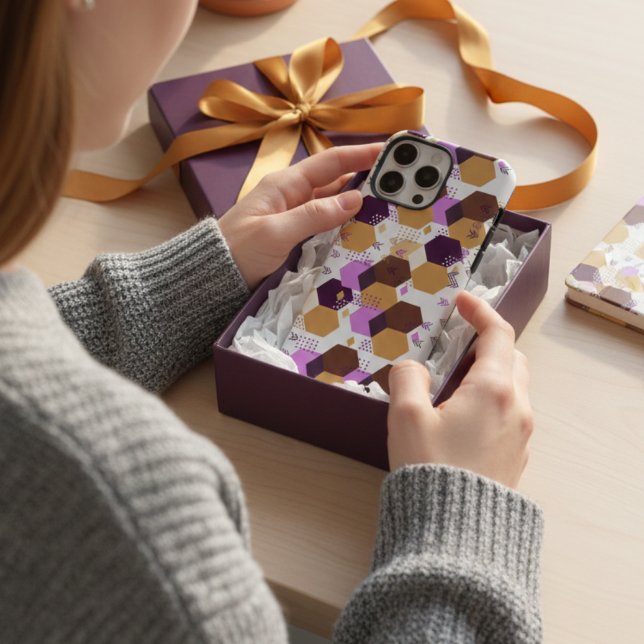 Einfache künstlerische lila und goldene geometrisc Case-Mate iPhone hülle (Von Creator hochgeladen)