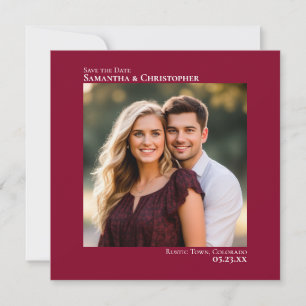 Einfache Künstlerische Minimal Foto Cranberry Red Save The Date