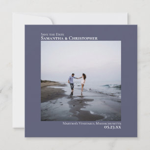 Einfache Künstlerische Minimal Foto Steel Blue Wed Save The Date
