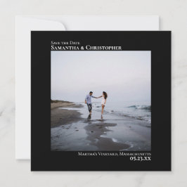 Einfache Künstlerische Minimal Square Foto Black W Save The Date