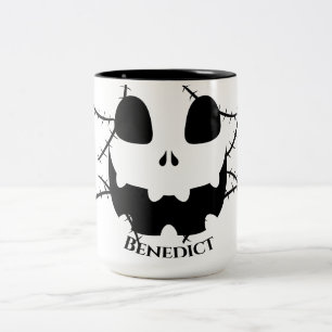Einfache Kürbisgesicht Halloween Jack-o-Laternen N Zweifarbige Tasse