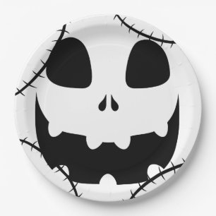 Einfache Kürbisgesicht Halloween-Jack-o-Laternen Pappteller