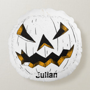 Einfache Kürbisgesicht Halloween-Jack-o-Laternen Rundes Kissen