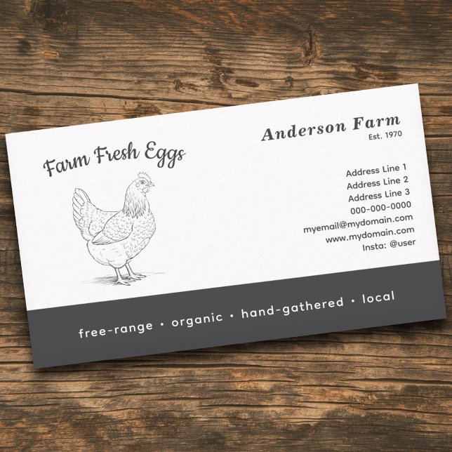 Einfache Landwirtschaft Frische Eier mit Hen Visitenkarte (Simple Farm Fresh Eggs with Hen Business Card)