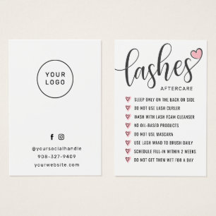 Einfache Lash Aftercare Eyelash Extensions Card