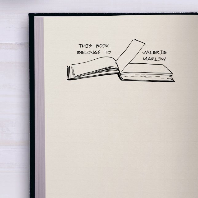 Einfache Lässige Handschrift, benutzerdefiniertes  Permastempel (Simple Rustic Casual Handwriting Library Book Self-inking Stamp)