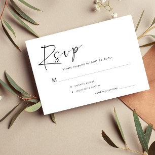 Einfache lässige Hochzeit RSVP Karte