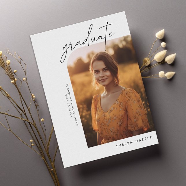 Einfache Lässige Script-Uni 2 Foto Abschluss Ankündigung (Von Creator hochgeladen)