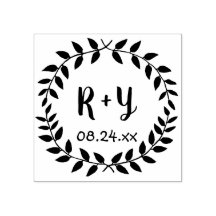 Einfache Laurel Wreath Rustic Wedding Monogram Dat