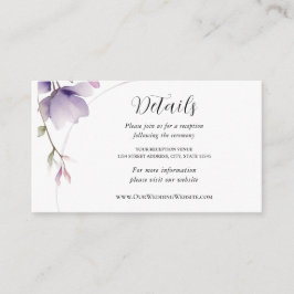 Einfache Lavendel-Blume Wasserfarbenhochzeit Begleitkarte