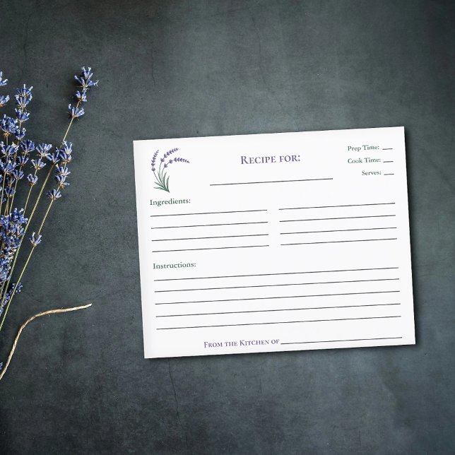 Einfache Lavendel-Brautparty-Rezeptkarte (Simple Lavender Bridal Shower Recipe Card)