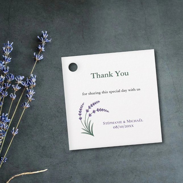 Einfache Lavendel-Hochzeit Danke Geschenkanhänger (Simple Lavender Wedding Thank You Favor Tags)