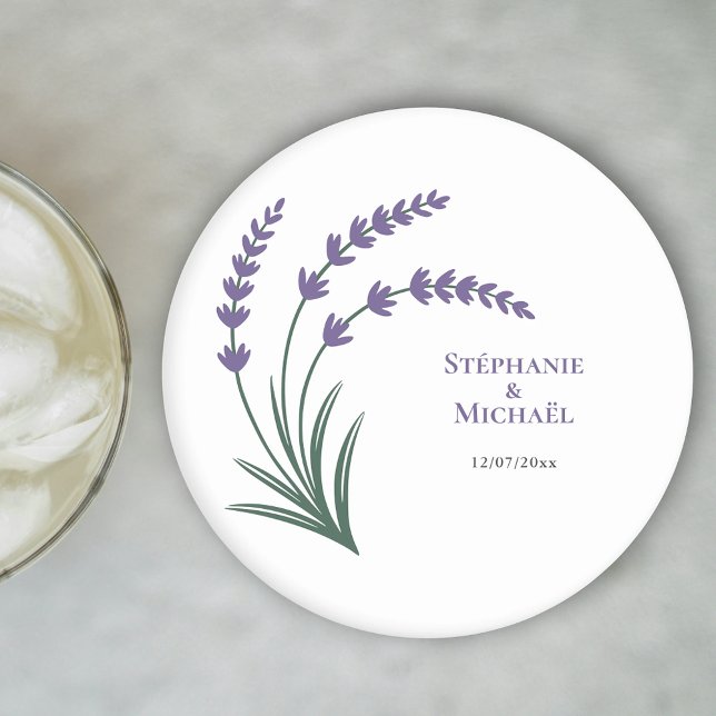 Einfache Lavendel-Hochzeit Runder Pappuntersetzer (Simple Lavender Wedding Coaster)