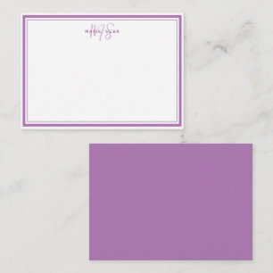 Einfache Lavendel Minimalistisch Monogramm Zwei Gr Mitteilungskarte