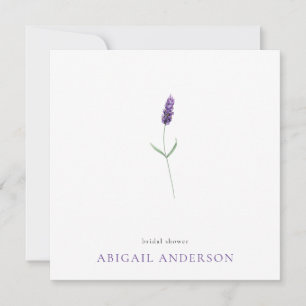 Einfache Lavendel-Stiel-Minimalist-Quadrat-Dusche Einladung