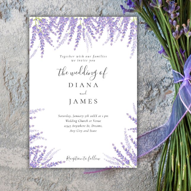 Einfache Lavendel-Veilchenhochzeit Einladung (Simple Lavender violet floral Wedding Invitation)