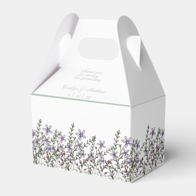 Einfache Lavendel-Wildblume Hochzeit Geschenkschachtel (Vorderseite)